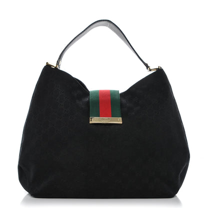 Gucci Monogram Large New Ladies Web Hobo Black 1 of 6