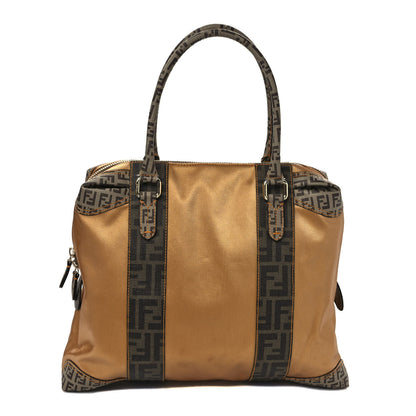 Fendi Zucca Zucchino Spalmati Large B Mix Gold Mogano Panna 1 of 12