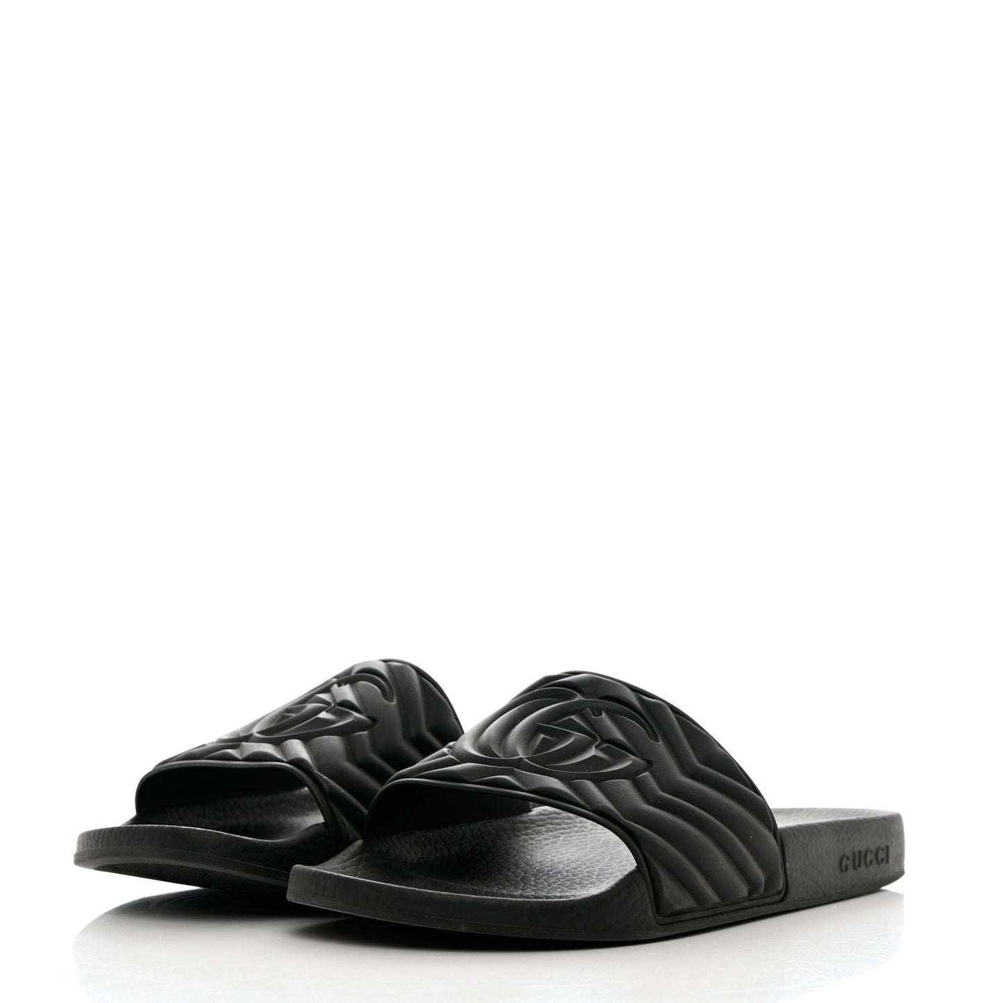 Rubber Matelasse Womens Slide Sandals 41 Black