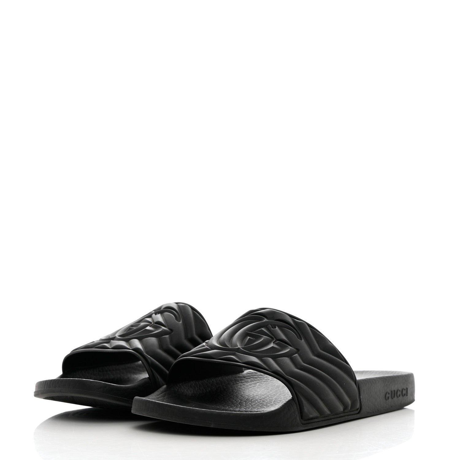 Gucci Rubber Matelasse Womens Slide Sandals 41 Black 3 of 9