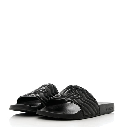 Gucci Rubber Matelasse Womens Slide Sandals 41 Black 3 of 9