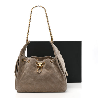 Chanel Suede Quilted Small Chanel 25 Handbag Dark Grey 11 of 11