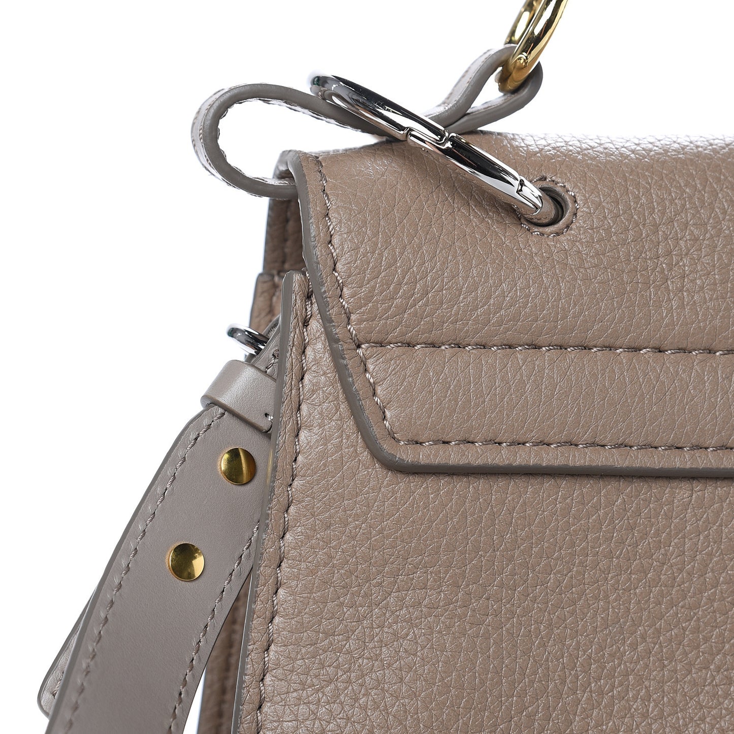 Shiny Grained Calfskin Medium Aby Day Shoulder Bag Motty Grey