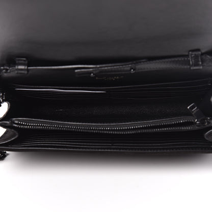 Saint Laurent Sequin Suede Monogram Chain Wallet Fuchsia Black 5 of 11