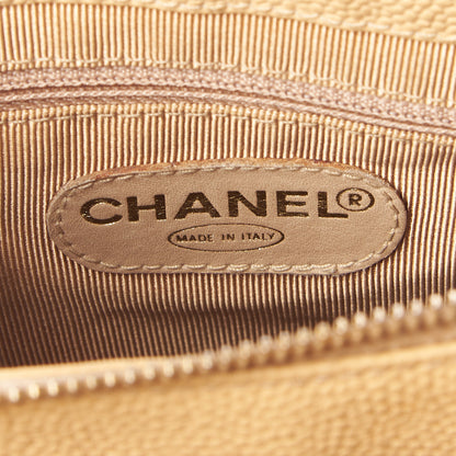 Chanel Caviar Logo Shoulder Bag Beige 10 of 12