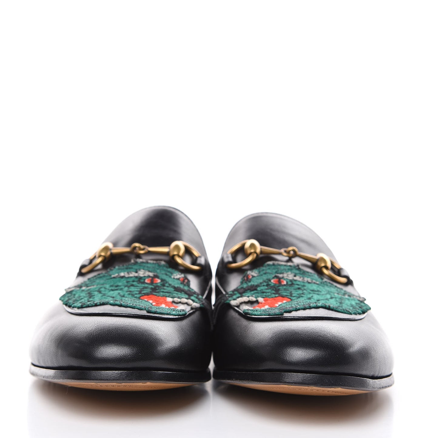 Lambskin Wolf Embroidered Mens Brixton Horsebit Loafers 9.5 Black