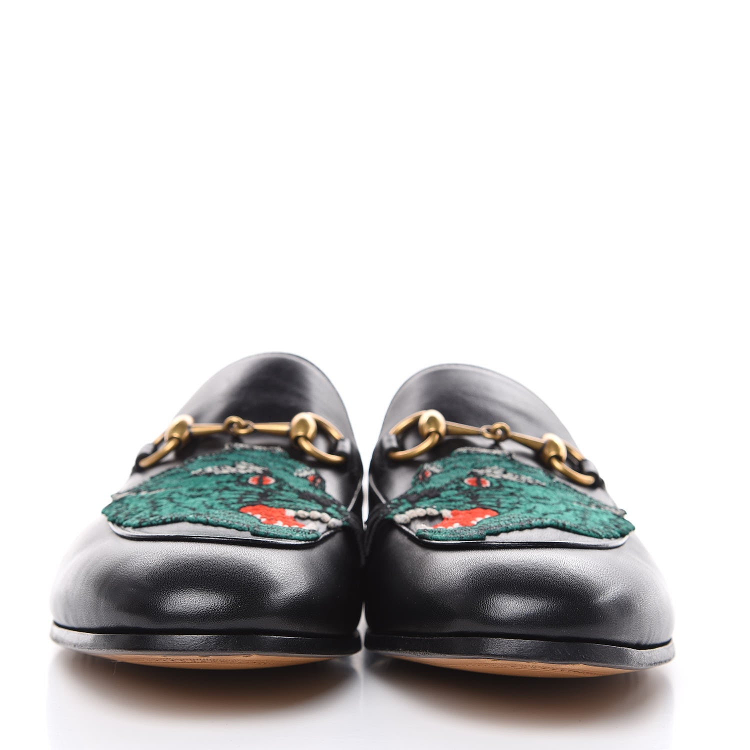 Gucci Lambskin Wolf Embroidered Mens Brixton Horsebit Loafers 9.5 Black 2 of 11