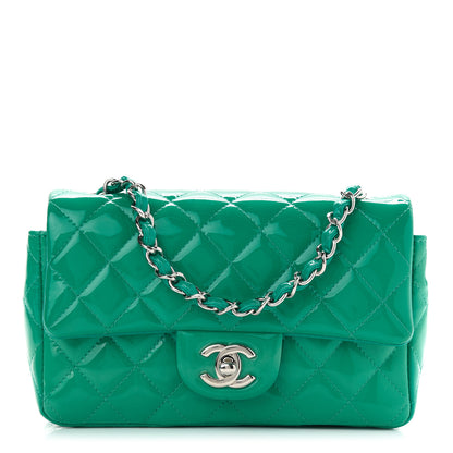 Chanel Patent Quilted Mini Rectangular Flap Turquoise 1 of 9