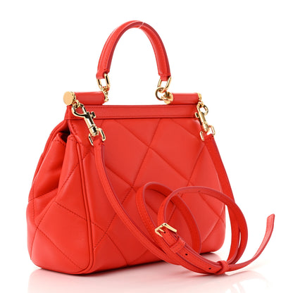 Dolce & Gabbana Calfskin Quilted Small Miss Sicily Satchel Red 3 of 9