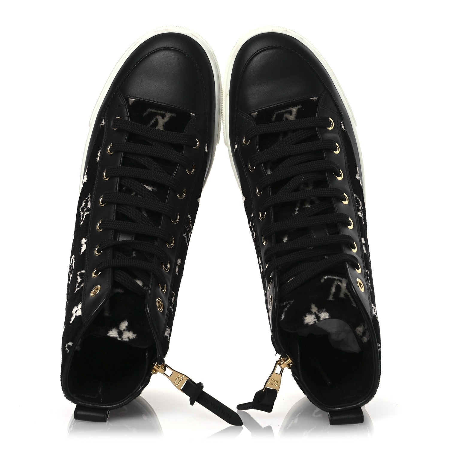 Louis Vuitton Velvet Monogram Stellar Sneakers 38.5 Black White 6 of 13