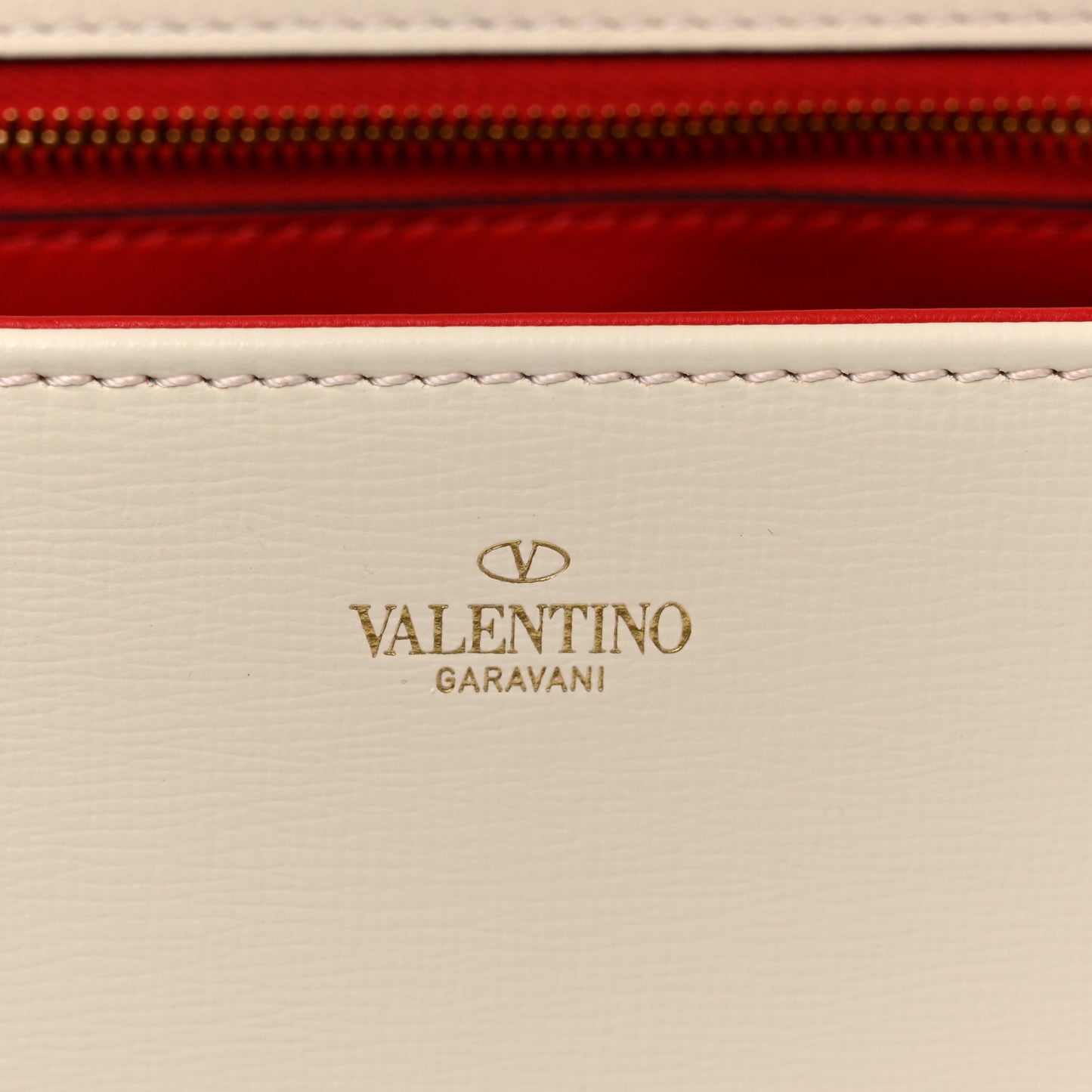 Grainy Calfskin VLogo Stud Sign Shoulder Bag Light Ivory