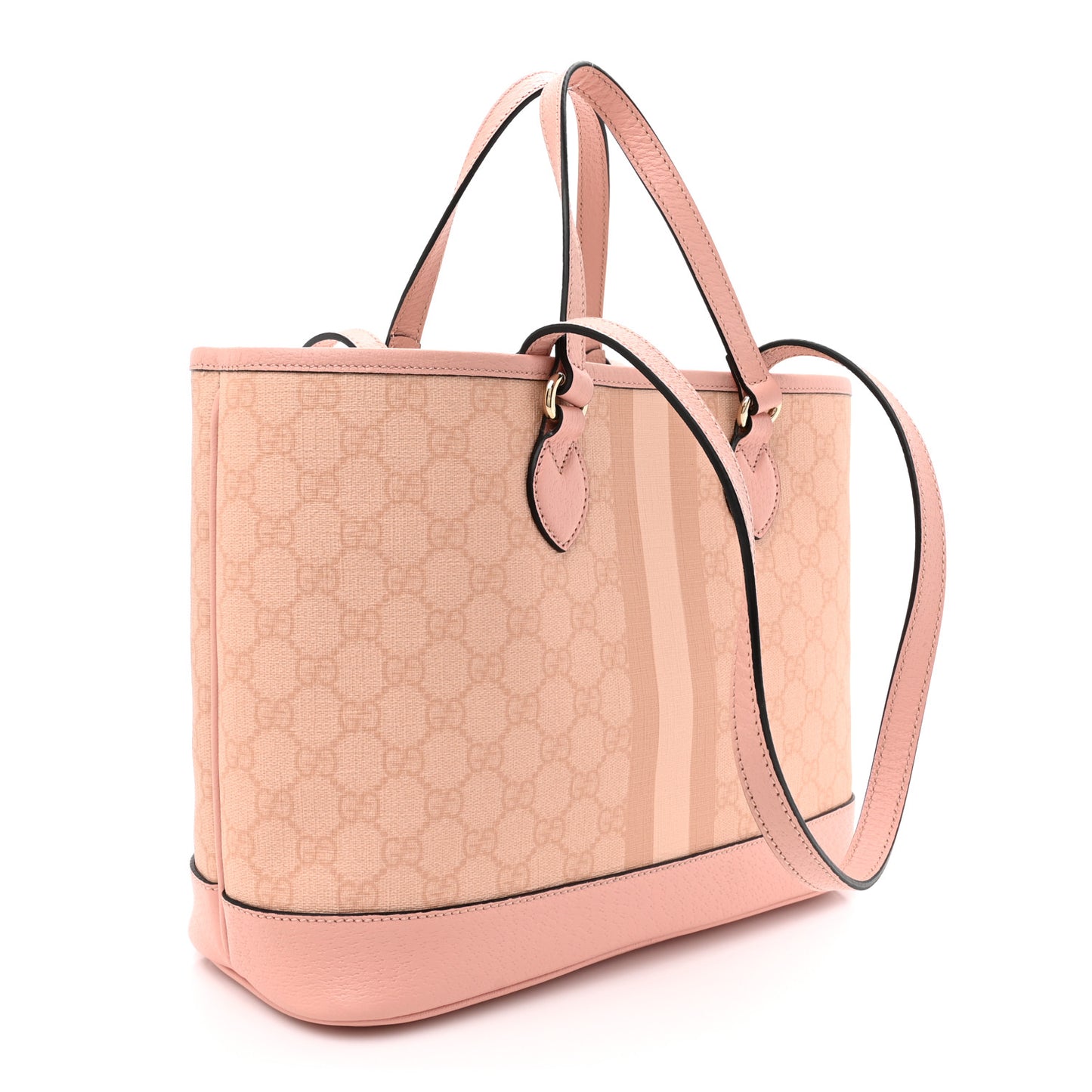 GG Supreme Monogram Textured Dollar Calfskin Medium Ophidia Shoulder Tote Bag Rose Pink