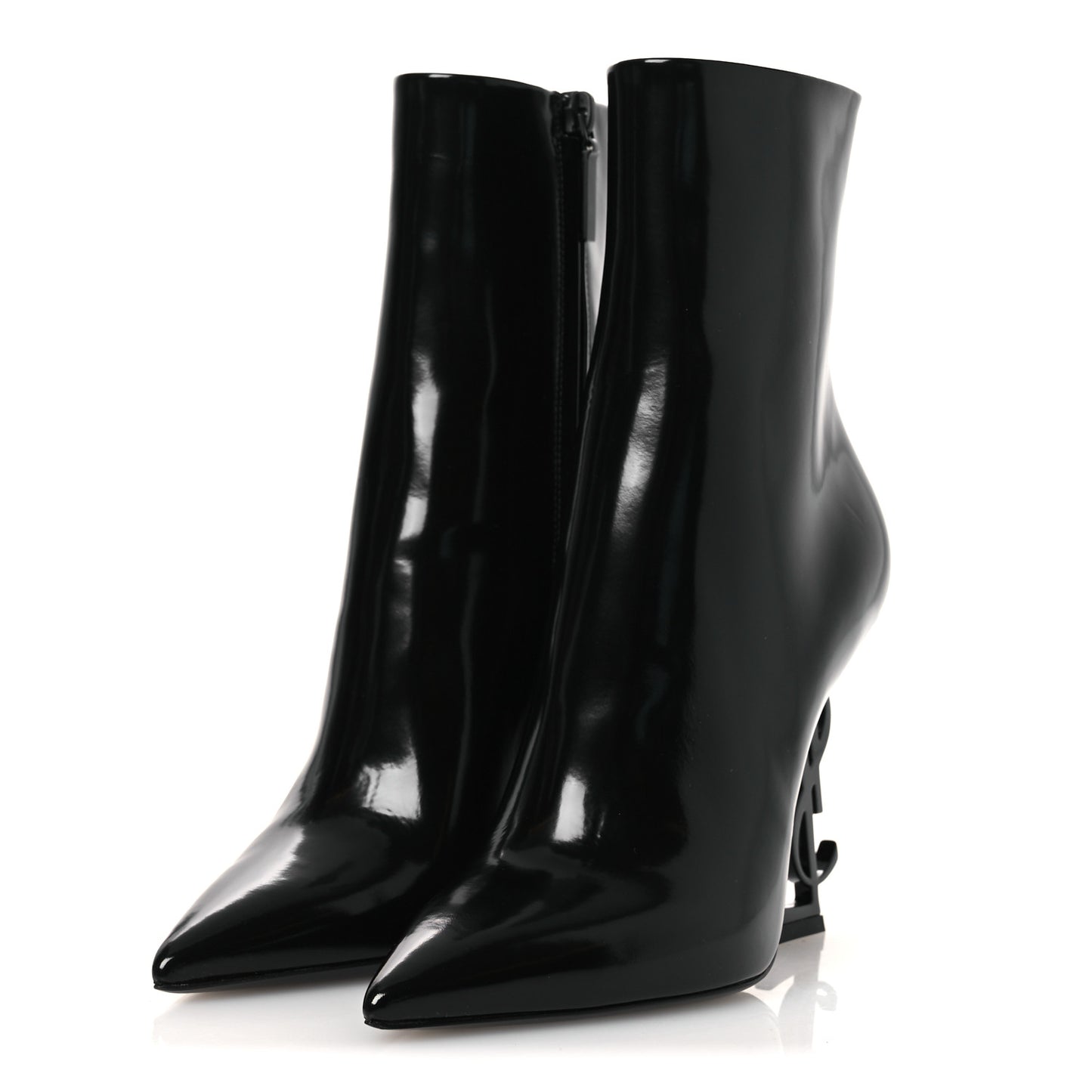 Glazed Calfskin Opyum Ankle Boots 36 Black