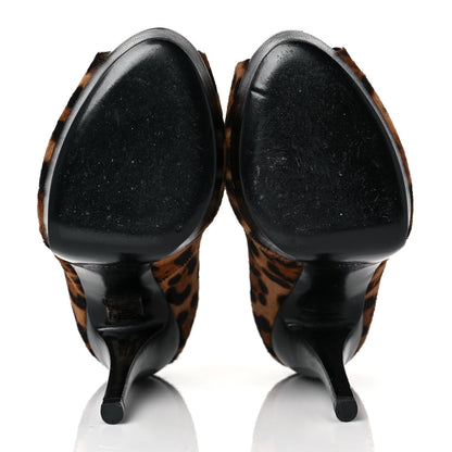 Gucci Calf Hair Leopard Print Platform Pumps 37.5 5 of 8