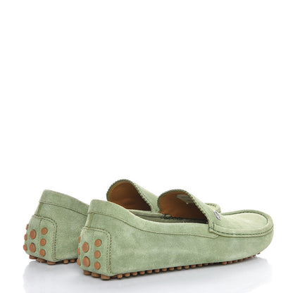 Gucci Suede Mens Driver Loafers 8.5 Light Green 4 of 10