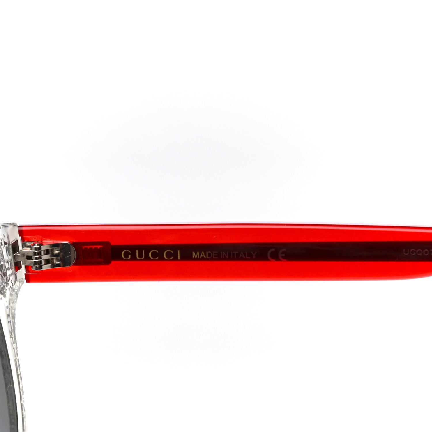Gucci Acetate Glitter Round Sunglasses GG0002S Silver Red 6 of 8