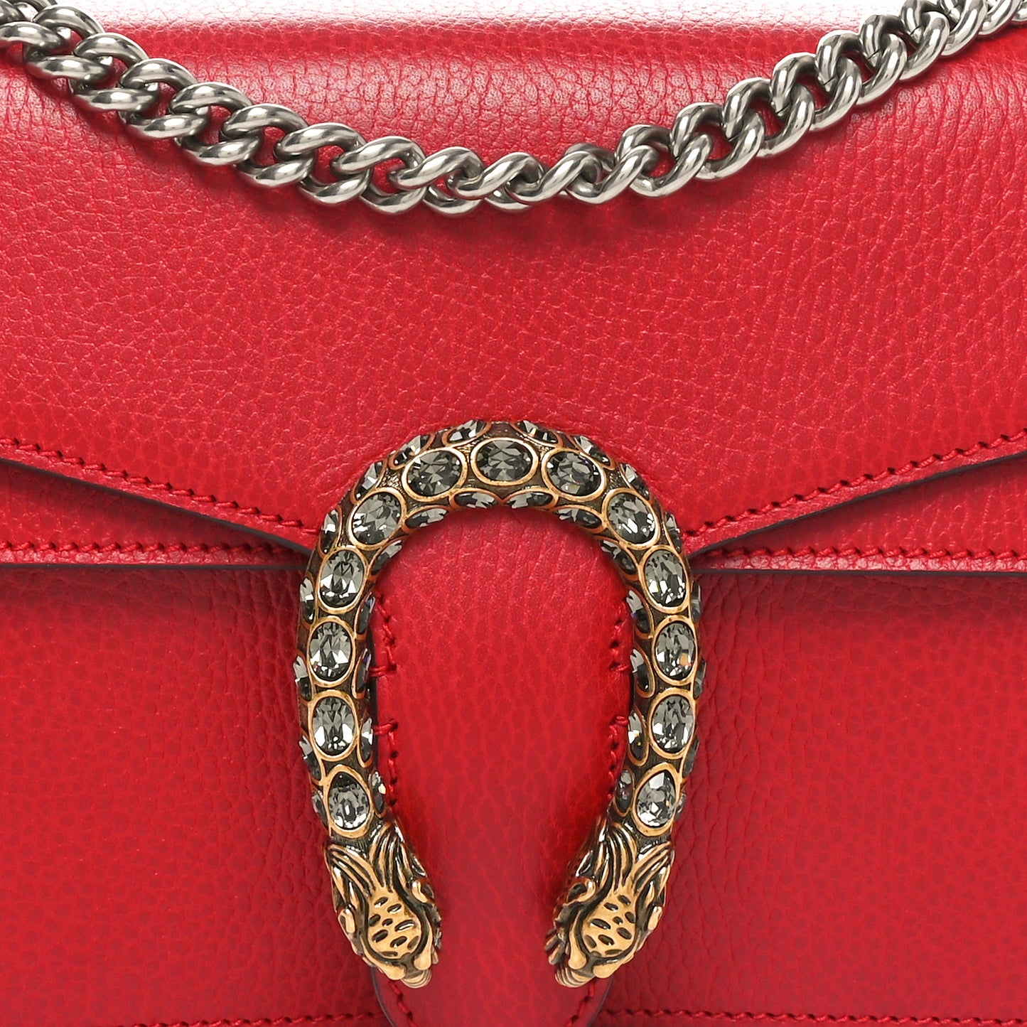 Dollar Calfskin Swarovski Crystal Small Dionysus Shoulder Bag Hibiscus Red