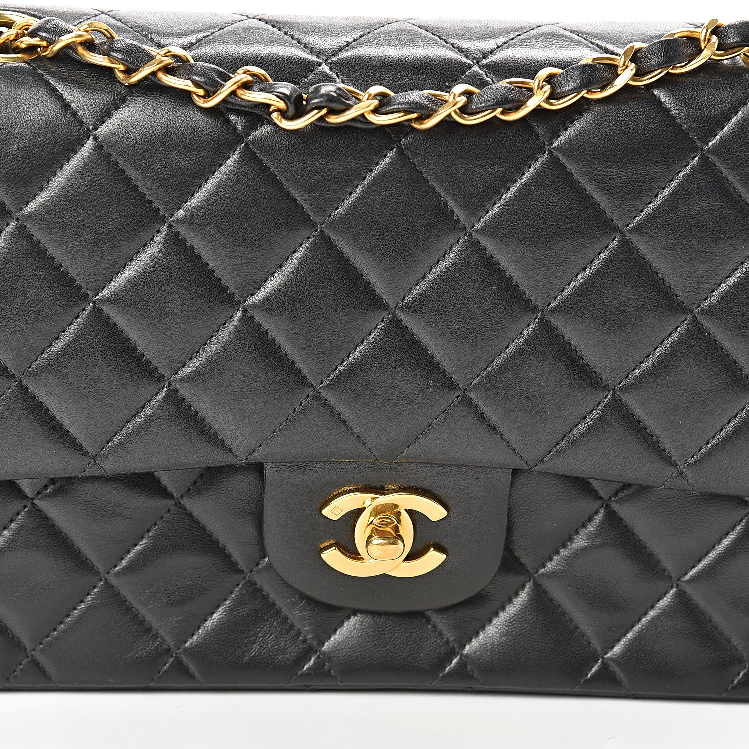 Chanel Lambskin Quilted Medium Double Flap Black 9 of 17