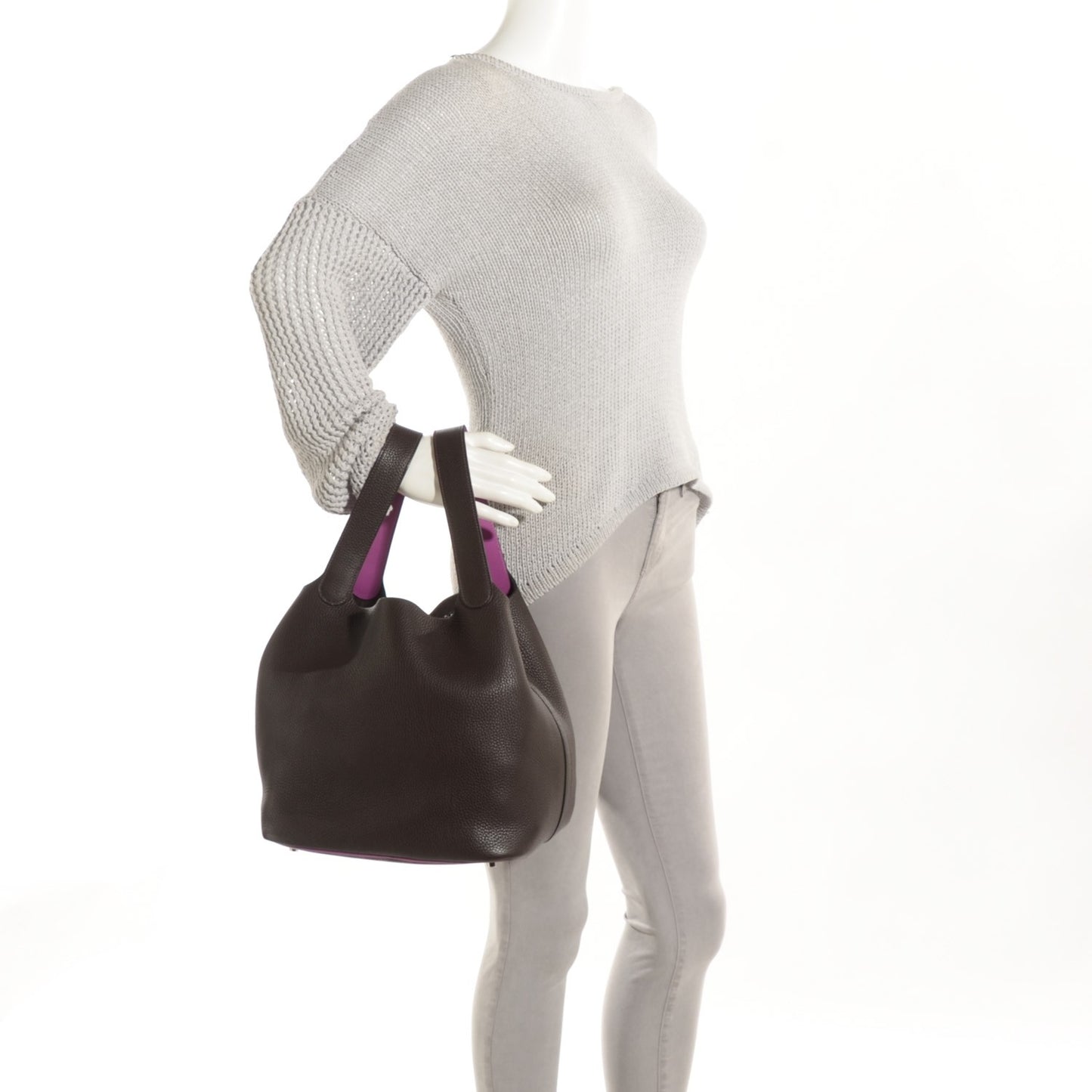 Taurillon Clemence Epsom Eclat Picotin GM Ebene Cyclamen