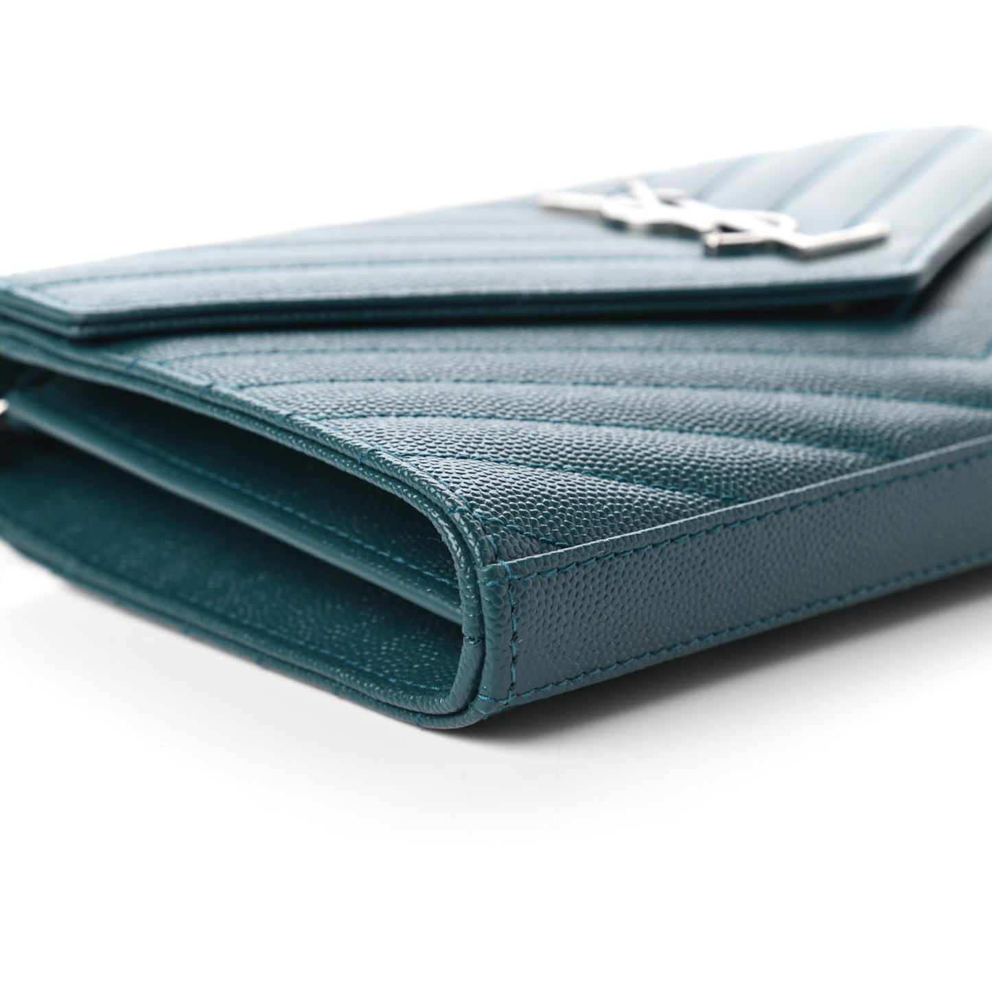 Grain De Poudre Matelasse Chevron Monogram Chain Wallet Petrol Green