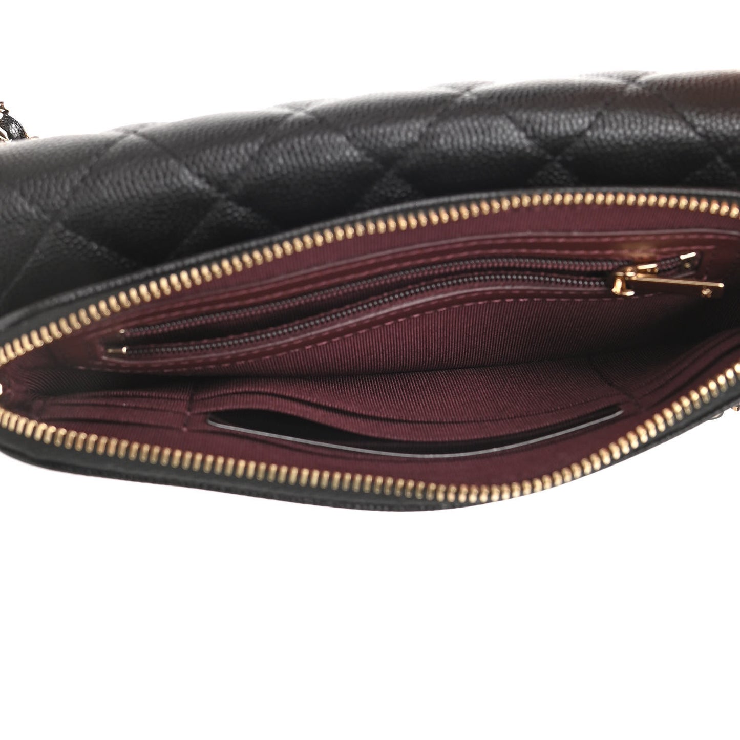 Caviar Quilted Flap Phone Holder With Chain Black