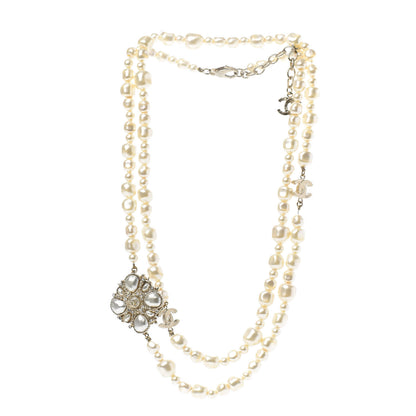 Chanel Graduated Pearl Crystal CC Multi Strand Necklace Gold 3 of 5
