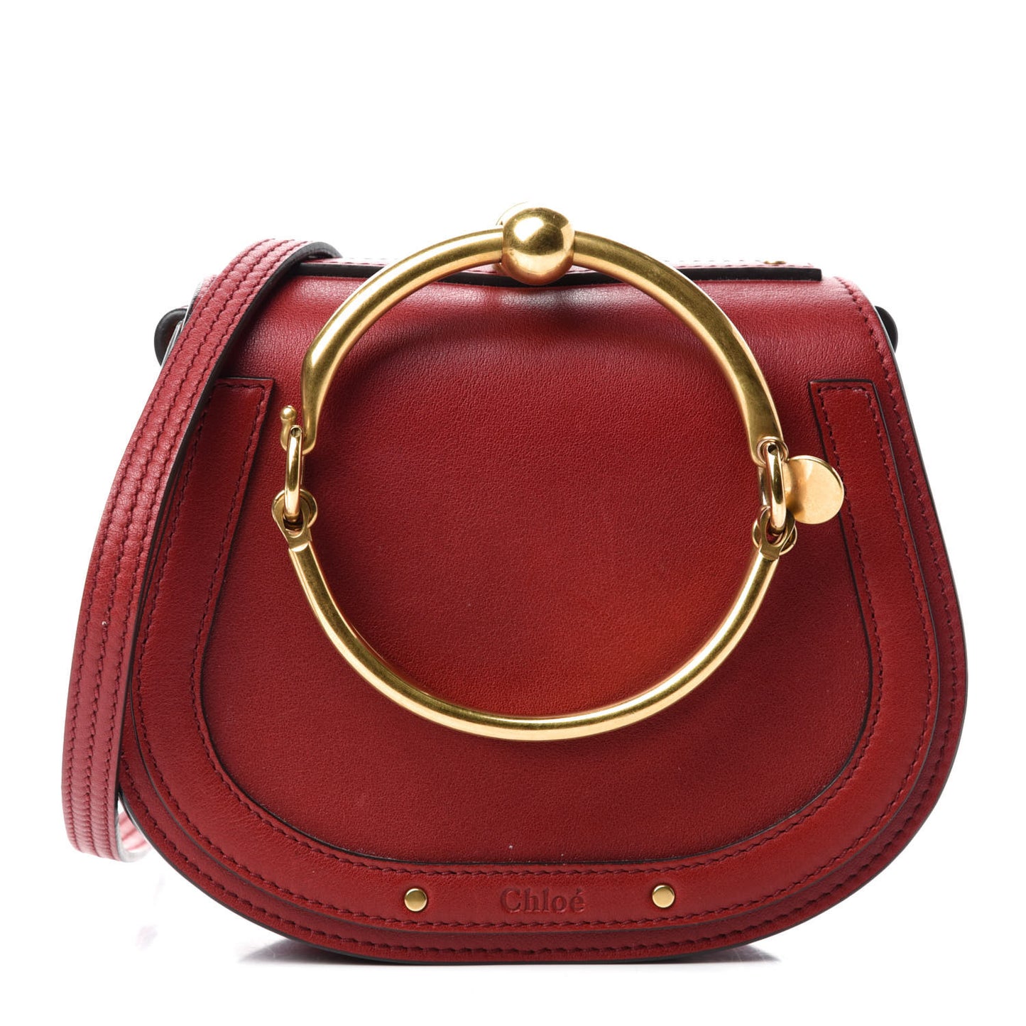 Calfskin Suede Small Nile Bracelet Bag Intense Red