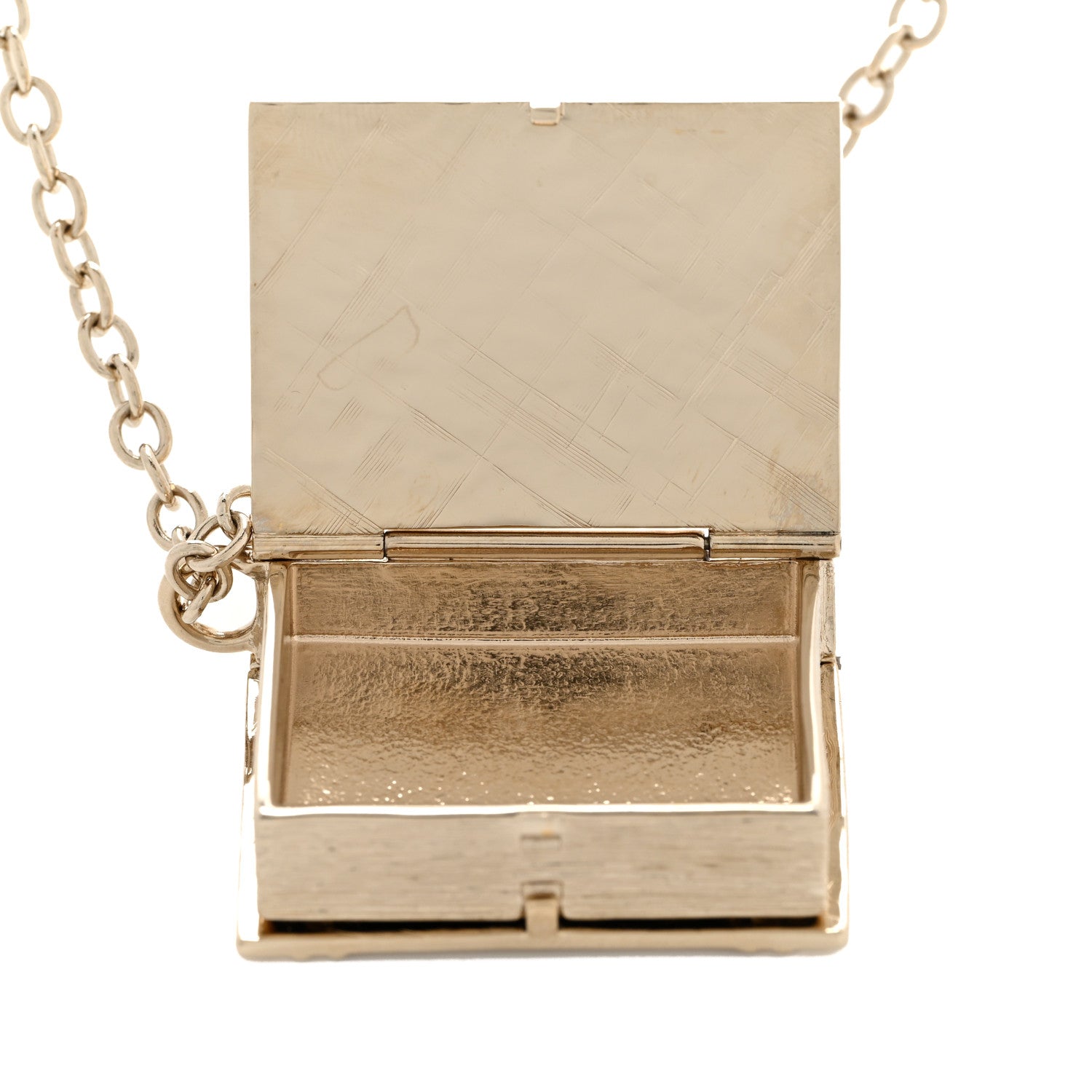 Chanel Metal CC Lion Book Locket Necklace Gold 7 of 7