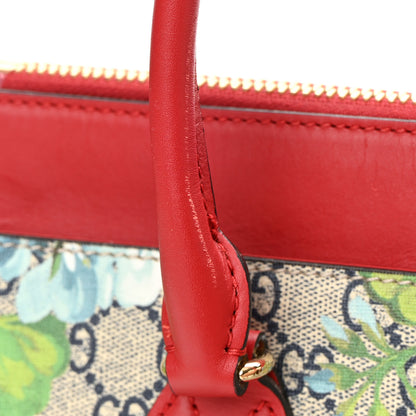 Gucci GG Supreme Monogram Blooms Medium Zip Top Tote Beige Blue Navy Hibiscus Red 18 of 21