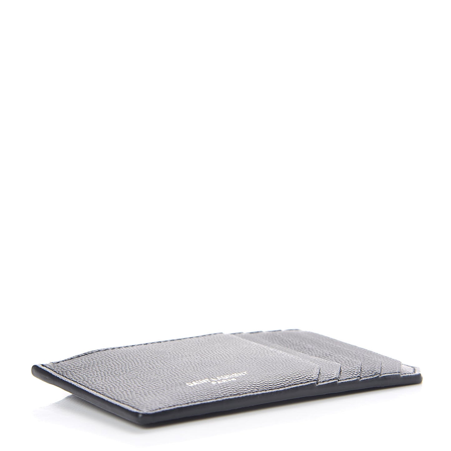 Grained Calfskin 5 Fragments Zip Pouch Card Holder Black