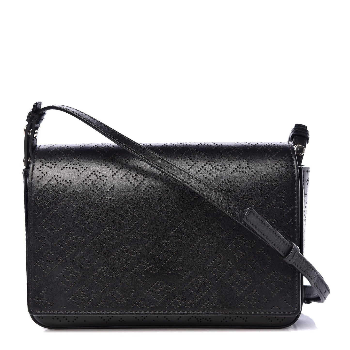 Calfskin Perforated Logo Hampshire Crossbody Black