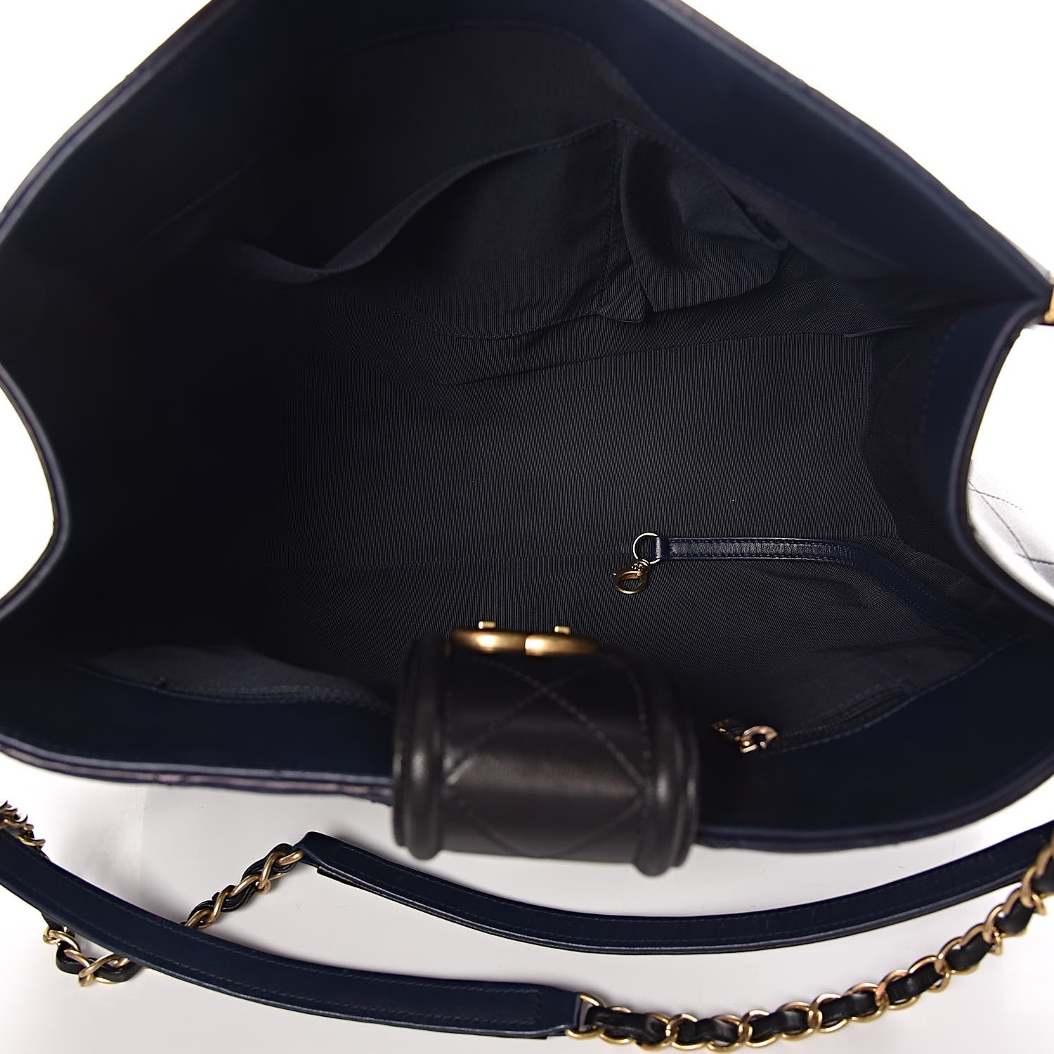 Chanel Lambskin Quilted Elegant CC Shopping Tote Navy Black 5 of 11