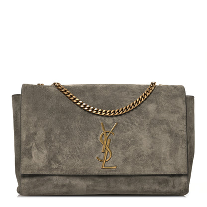 Saint Laurent Smooth Calfskin Suede Medium Reversible Monogram Kate Satchel Taupe 1 of 13
