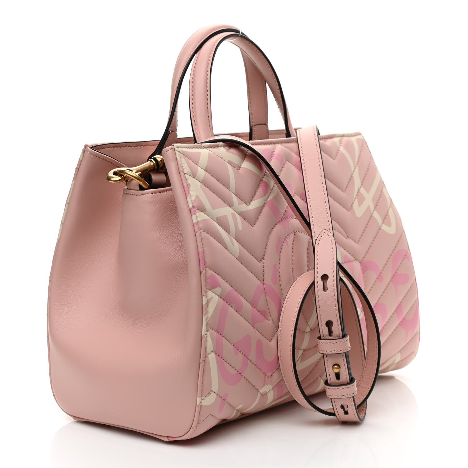 Gucci Calfskin Matelasse GucciGhost Small GG Marmont Tote Perfect Pink Rosa Ivory 3 of 10