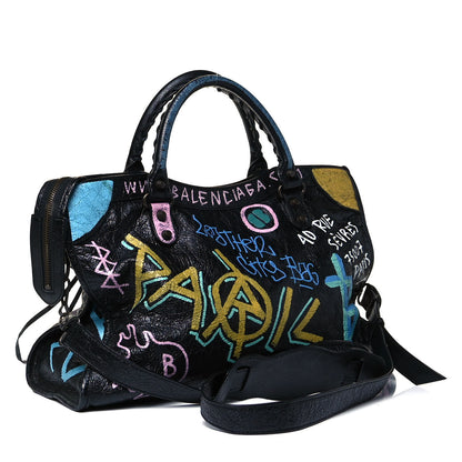 Balenciaga Agneau Graffiti All Over Classic Hardware City Black Multicolor 3 of 9