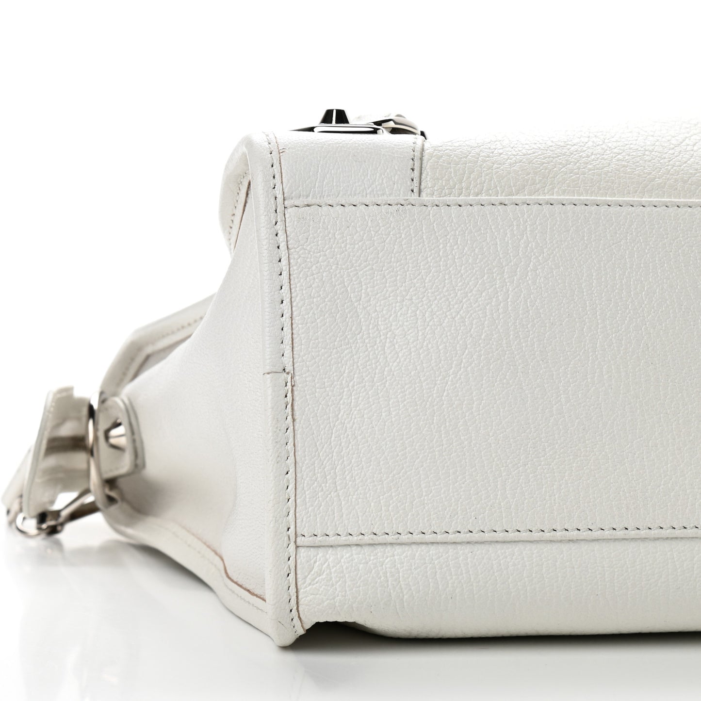 Chevre Silver Metallic Edge Hardware City White