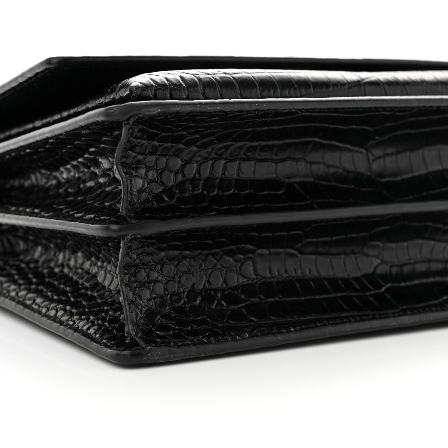 Calfskin Crocodile Embossed Medium Monogram Sunset Black