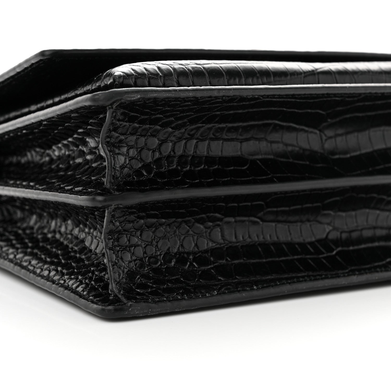Saint Laurent Calfskin Crocodile Embossed Medium Monogram Sunset Black 9 of 13