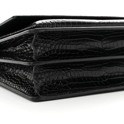Saint Laurent Calfskin Crocodile Embossed Medium Monogram Sunset Black 9 of 13