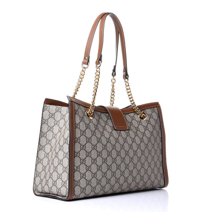 Gucci GG Supreme Monogram Medium Padlock Tote Beige Cuir 2 of 9