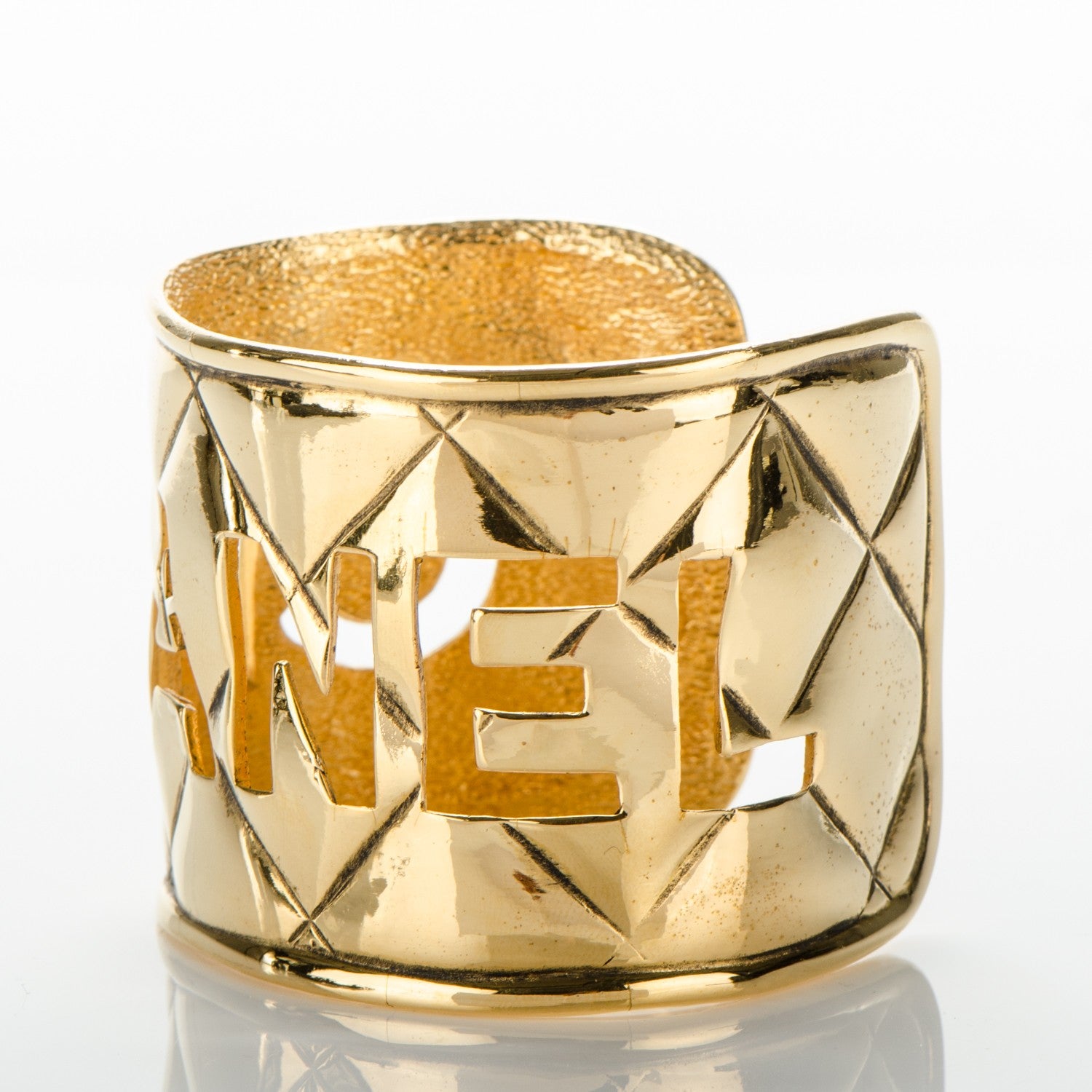 Chanel Quilted Cut Out Cuff Gold 4 of 10