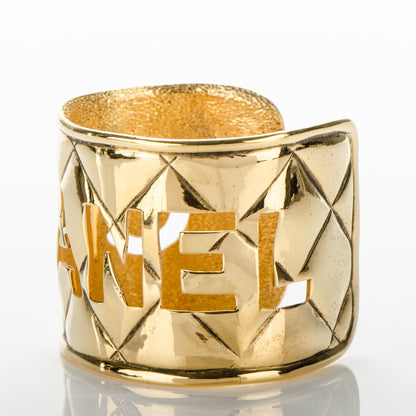 Chanel Quilted Cut Out Cuff Gold 4 of 10