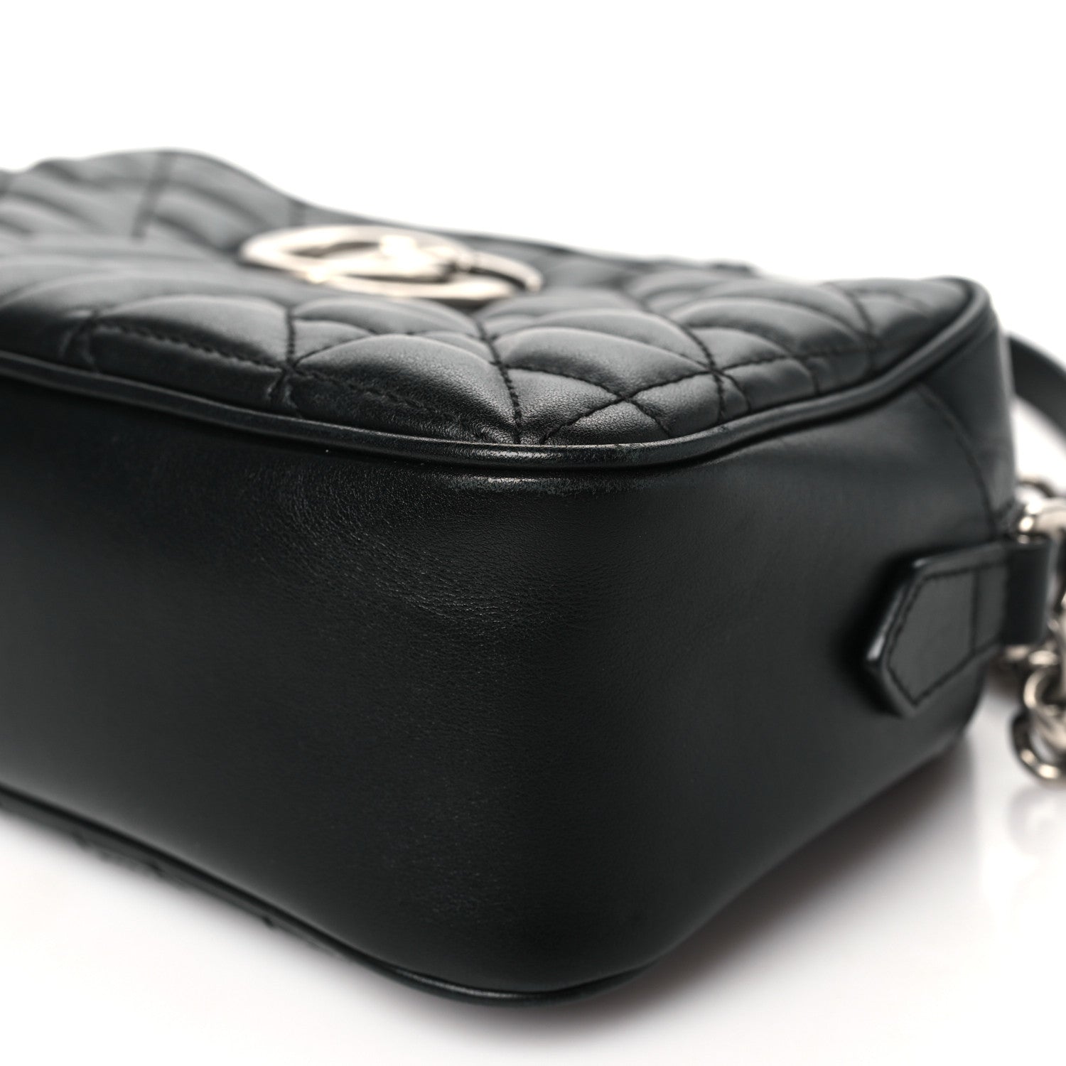 Gucci Calfskin Matelasse Aria Small GG Marmont Chain Shoulder Bag Black 10 of 11