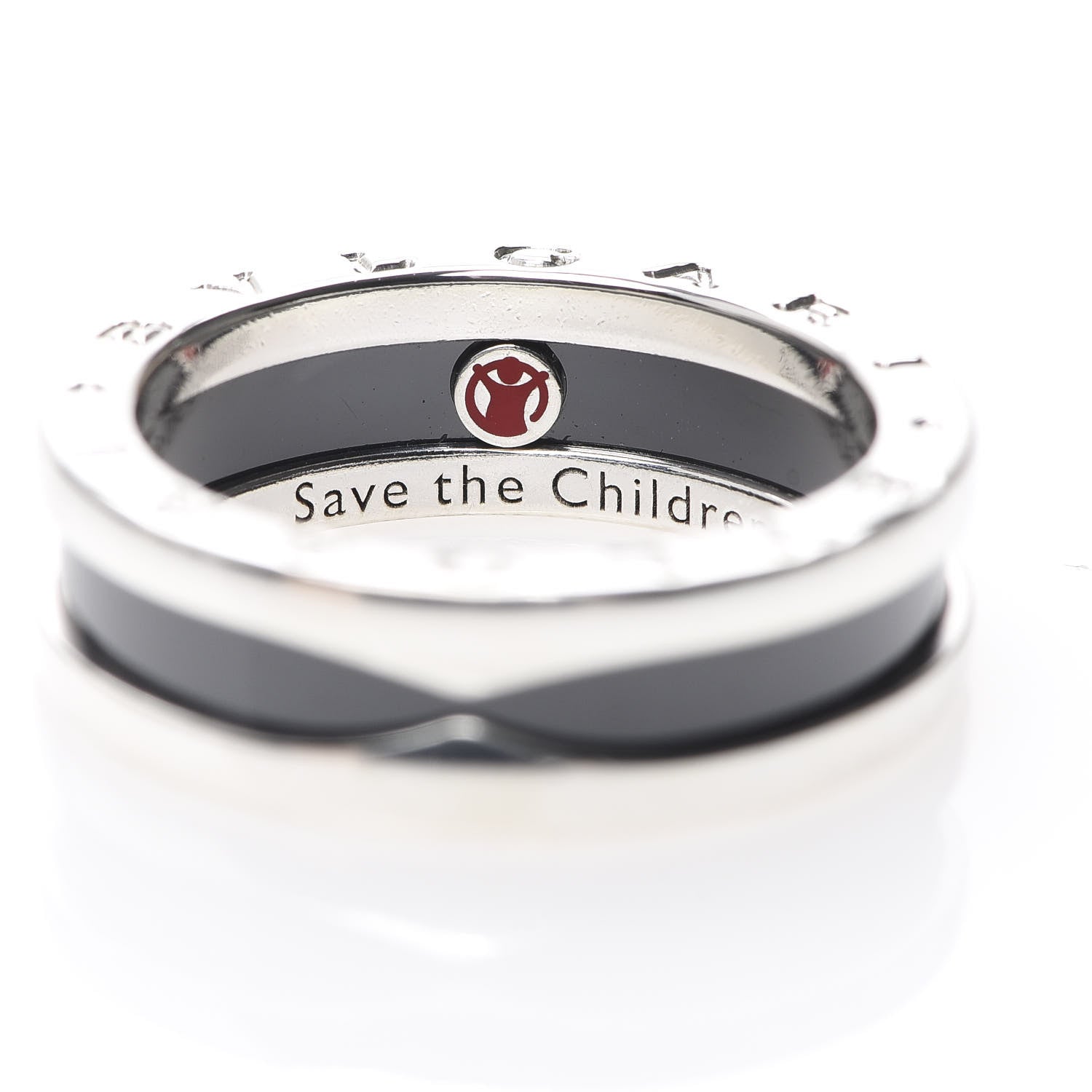 Bulgari Sterling Silver Ceramic Save The Children One-Band Ring 56 7.5 5 of 6