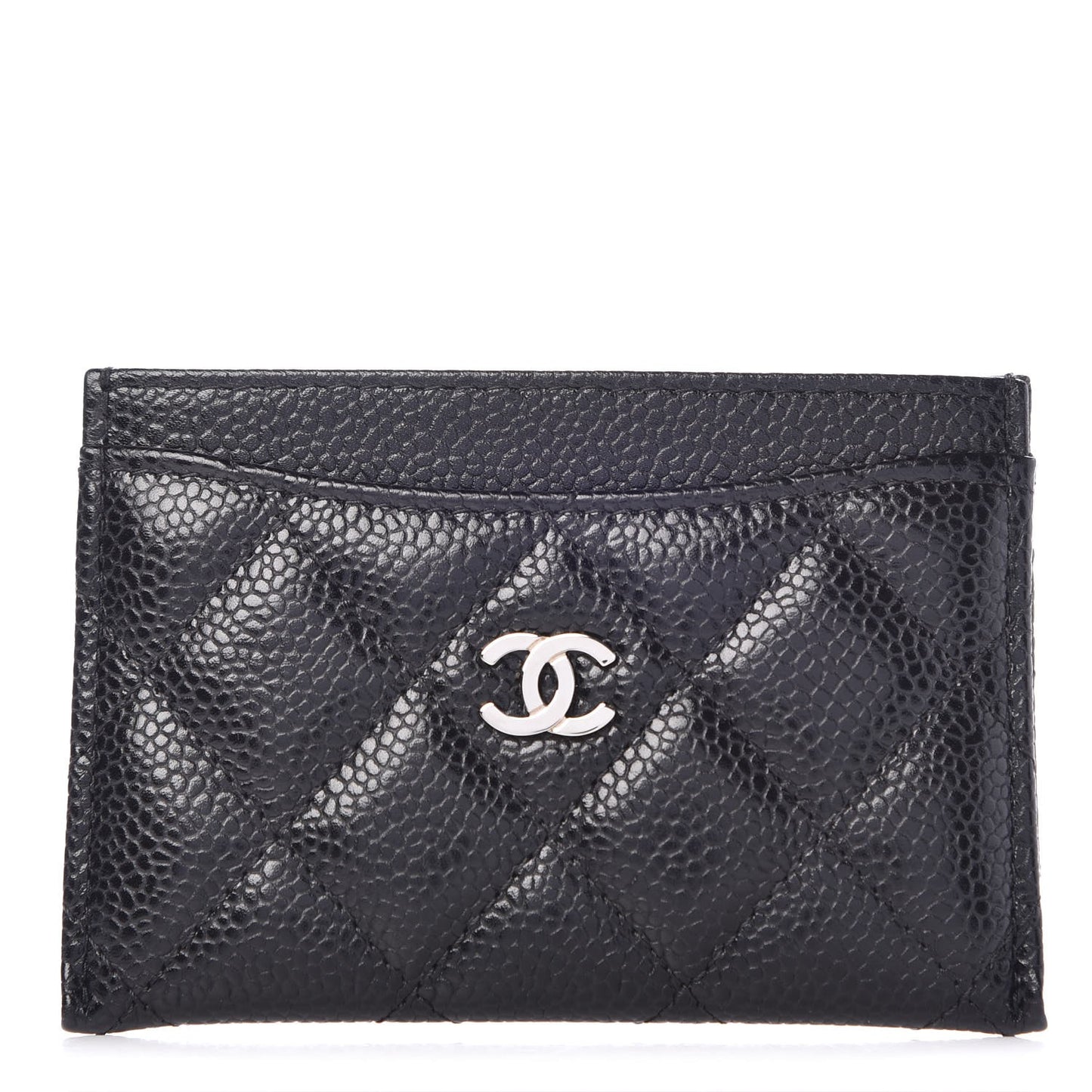Caviar Quilted Card Holder Black