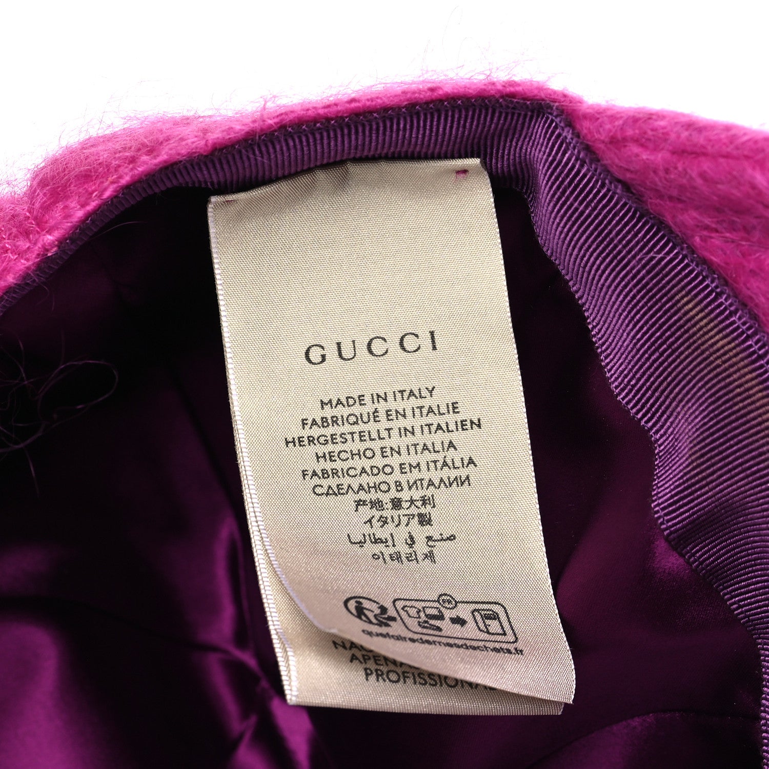 Gucci Mohair GG Lauren Baseball Hat M Fuxia 6 of 8