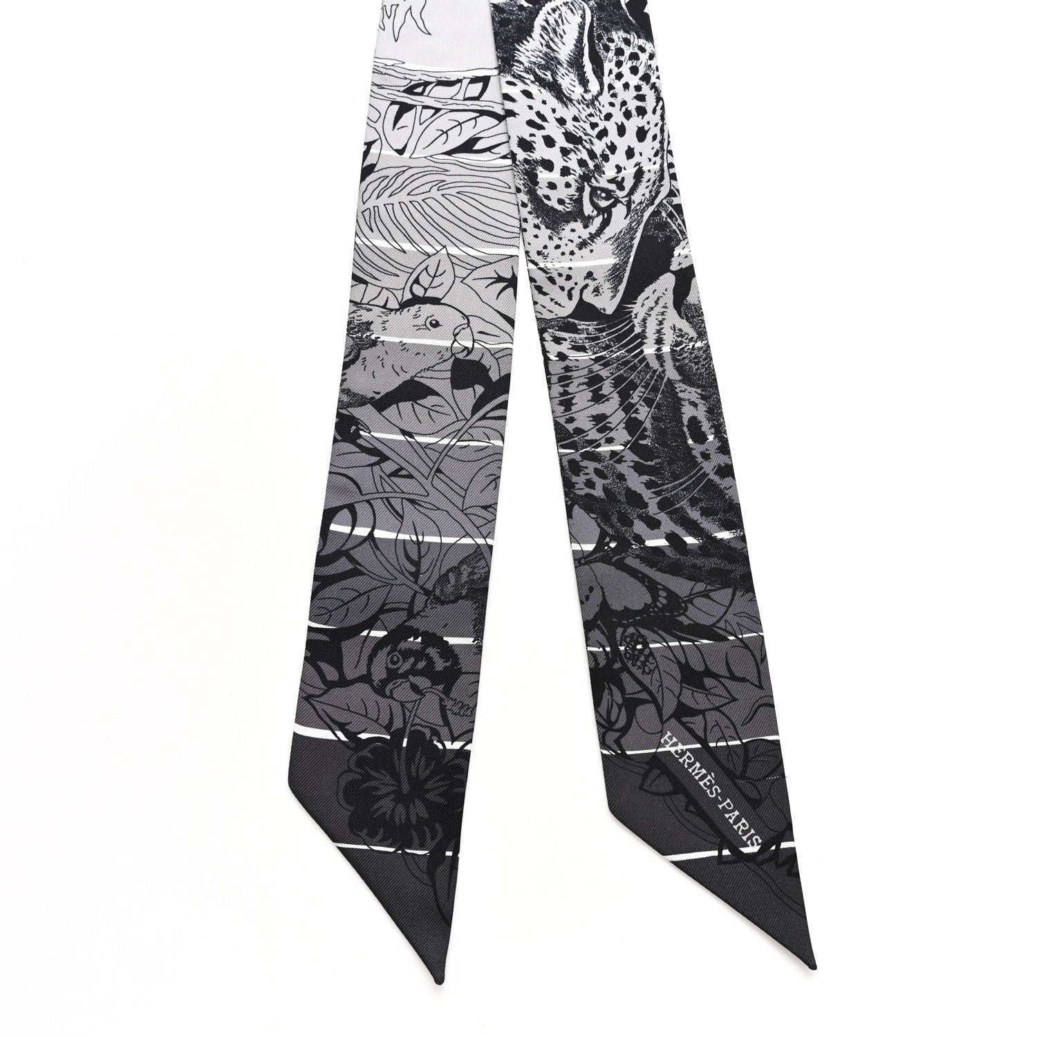 Hermes Silk Jungle Love Rainbow Twilly Gris Black White 2 of 4