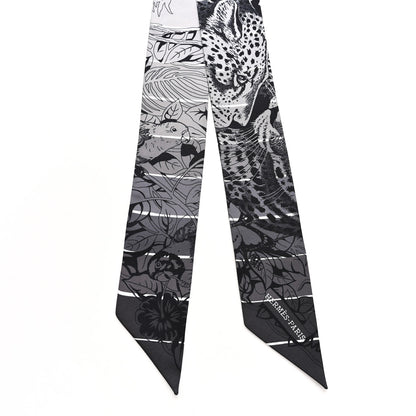 Hermes Silk Jungle Love Rainbow Twilly Gris Black White 2 of 4