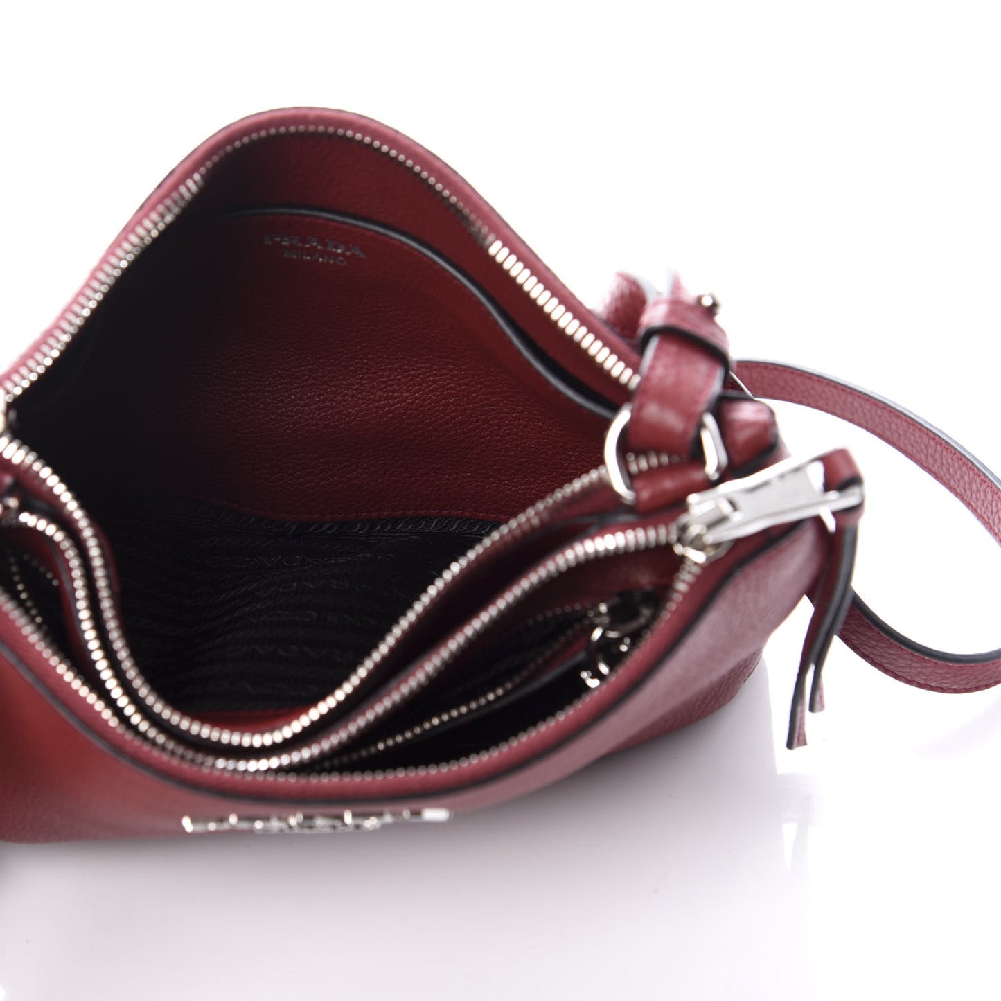 Vitello Phenix Double Zip Crossbody Bag Rubino