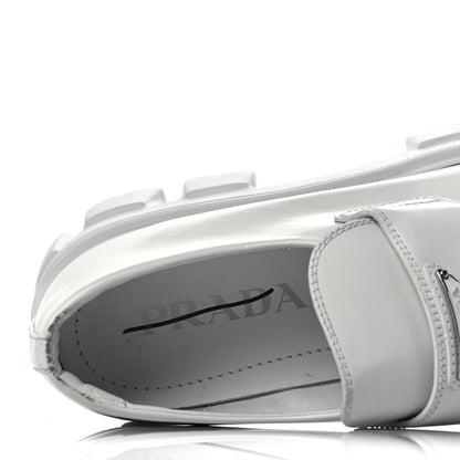 Prada Spazzolato Rois Metal Triangle Logo Monolith 55mm Loafers 38.5 White 7 of 11